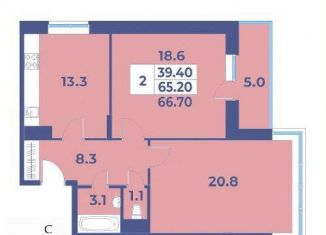 2-комнатная квартира на продажу, 66.7 м2, поселение Первомайское, жилой комплекс Эдельвейс, к5А