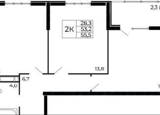 Продажа 2-комнатной квартиры, 55.5 м2, Ростовская область, проспект Маршала Жукова, 26к5