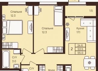 Продажа 2-ком. квартиры, 55 м2, деревня Новое Девяткино, ЖК Девяткино