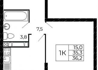 Продам 1-комнатную квартиру, 36.2 м2, Ростовская область, проспект Маршала Жукова, 26к5