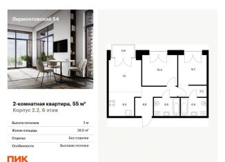 Продажа двухкомнатной квартиры, 55 м2, Санкт-Петербург, муниципальный округ Измайловское