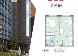 Продается однокомнатная квартира, 36.1 м2, Москва, метро Новопеределкино, жилой комплекс Лучи, к15