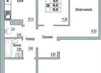 Трехкомнатная квартира на продажу, 65.4 м2, Псков, Линейная улица, 85