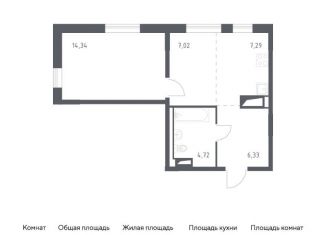 Продается 1-комнатная квартира, 39.7 м2, деревня Лаголово, жилой комплекс Квартал Лаголово, 2