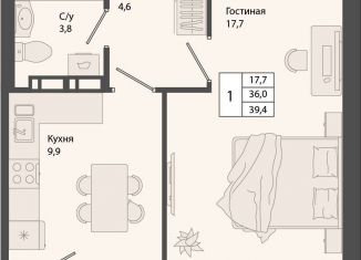 Продажа 1-ком. квартиры, 39.4 м2, Новосибирская область