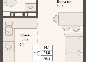 Продается квартира студия, 25.2 м2, рабочий посёлок Краснообск