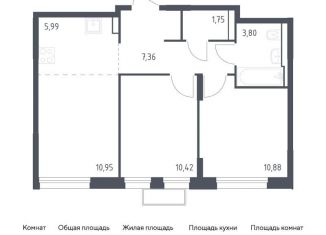 Продам двухкомнатную квартиру, 51.2 м2, городской округ Красногорск, жилой комплекс Квартал Строгино, к2