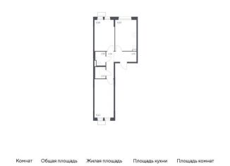 2-комнатная квартира на продажу, 57.3 м2, Московская область, жилой комплекс Квартал Ивакино, к3