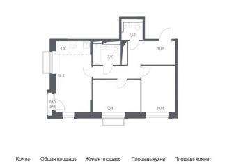 Продается двухкомнатная квартира, 57.3 м2, Московская область, жилой комплекс Долина Яузы, 1