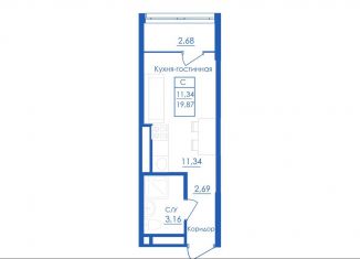 Продажа квартиры студии, 19.9 м2, село Михайловка, Новоуфимская улица, 15