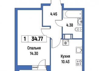 Продается 1-комнатная квартира, 34.8 м2, Мурино, ЖК Урбанист