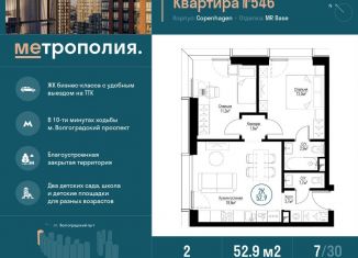 2-ком. квартира на продажу, 52.9 м2, Москва, ЮВАО