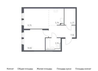 Однокомнатная квартира на продажу, 43.9 м2, село Остафьево, жилой комплекс Остафьево, к19