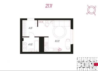 Продается квартира студия, 27.7 м2, Тула, Пролетарский территориальный округ, улица Хворостухина, 21