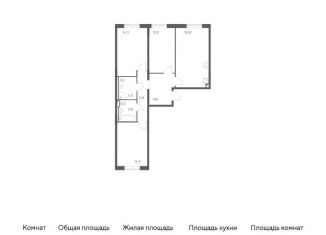 3-комнатная квартира на продажу, 82.5 м2, деревня Лаголово, жилой комплекс Квартал Лаголово, 2
