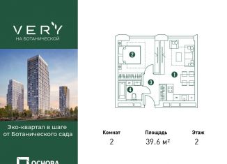 Продам двухкомнатную квартиру, 39.6 м2, Москва, район Марфино