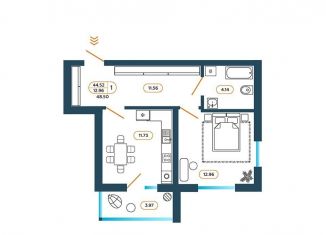 Продаю 1-комнатную квартиру, 48.5 м2, Батайск