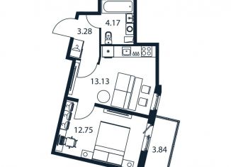 Продажа однокомнатной квартиры, 34.5 м2, Мурино