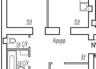 3-комнатная квартира на продажу, 75.7 м2, поселок городского типа Стройкерамика