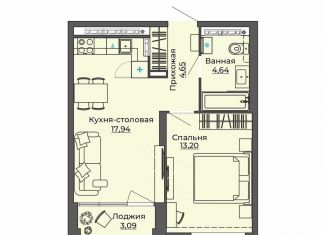 Продается 1-комнатная квартира, 43.5 м2, Екатеринбург, метро Динамо, улица Блюхера, 26