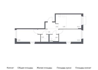 Продается 2-комнатная квартира, 59.6 м2, Москва, жилой комплекс Новое Внуково, к25