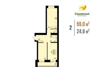 Продажа 2-комнатной квартиры, 59 м2, село Засечное, жилой комплекс Семейный, с14