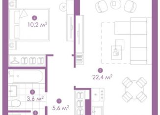 1-ком. квартира на продажу, 43.2 м2, Астрахань, улица Бехтерева, 12/3, ЖК Атмосфера