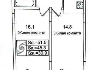 1-комнатная квартира на продажу, 45.3 м2, деревня Высоково, жилой комплекс Малая Истра, 24