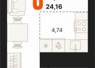 1-ком. квартира на продажу, 24.2 м2, Екатеринбург, ЖК Парк Каменные Палатки, улица Владимира Высоцкого, 7/1