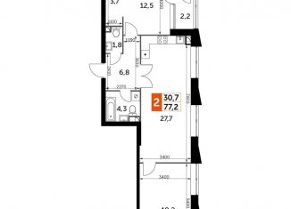 Продажа трехкомнатной квартиры, 78.1 м2, Москва