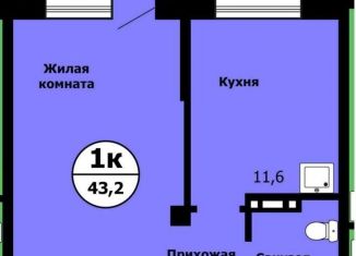 Однокомнатная квартира на продажу, 43.2 м2, Красноярский край