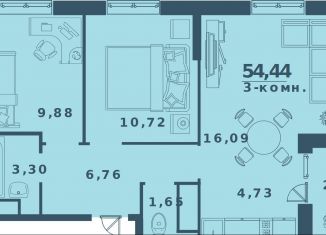 Продается 3-комнатная квартира, 54.4 м2, Ульяновск, жилой комплекс Юность, 3, ЖК Юность