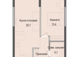 Продам 1-комнатную квартиру, 43 м2, Казань