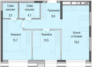 Продаю двухкомнатную квартиру, 59 м2, Казань