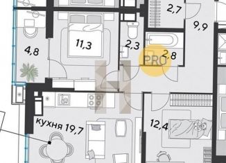 Продам 2-комнатную квартиру, 64.1 м2, Краснодар