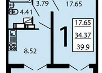 Однокомнатная квартира на продажу, 39 м2, Воронеж, улица Маршала Одинцова, 25Бпоз28, ЖК Лазурный