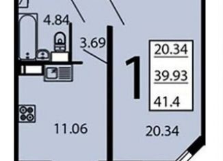 Продается 1-комнатная квартира, 41 м2, Воронеж, улица Маршала Одинцова, 25Бпоз28, ЖК Лазурный