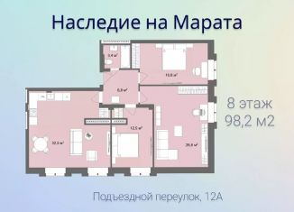 Продается 2-ком. квартира, 92.7 м2, Санкт-Петербург, муниципальный округ Семеновский
