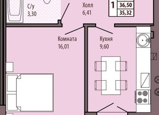 Продается 1-комнатная квартира, 37.7 м2, Калининградская область, Иркутская улица, 8