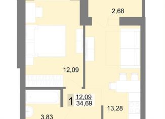 Продажа однокомнатной квартиры, 34.7 м2, Верхняя Пышма