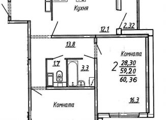 Продается двухкомнатная квартира, 60 м2, посёлок Отрадное, Весенняя улица, 2
