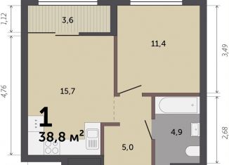 Продам 1-комнатную квартиру, 38.8 м2, Екатеринбург, ЖК Ньютон Парк