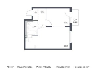 Продам 1-ком. квартиру, 41 м2, Ленинградская область