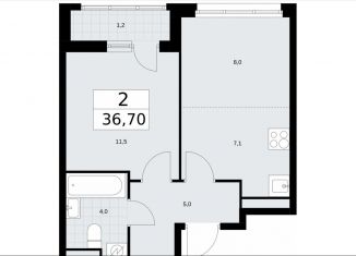 2-комнатная квартира на продажу, 36.8 м2, Москва