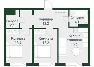 Продам 2-комнатную квартиру, 62.5 м2, посёлок Западный, улица Надежды, 1