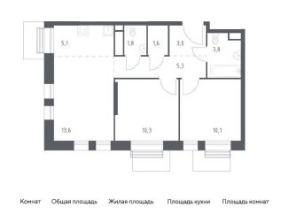 Продаю двухкомнатную квартиру, 54.6 м2, Москва, жилой комплекс Квартал на воде, 2