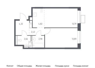 1-комнатная квартира на продажу, 44.9 м2, поселение Рязановское, жилой комплекс Алхимово, 16