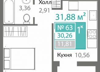 1-комнатная квартира на продажу, 30.3 м2, Крым