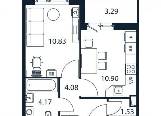 Продажа 1-комнатной квартиры, 33.2 м2, Мурино