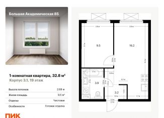 Продам 1-комнатную квартиру, 32.8 м2, Москва, жилой комплекс Большая Академическая 85, к3.1, станция Лихоборы